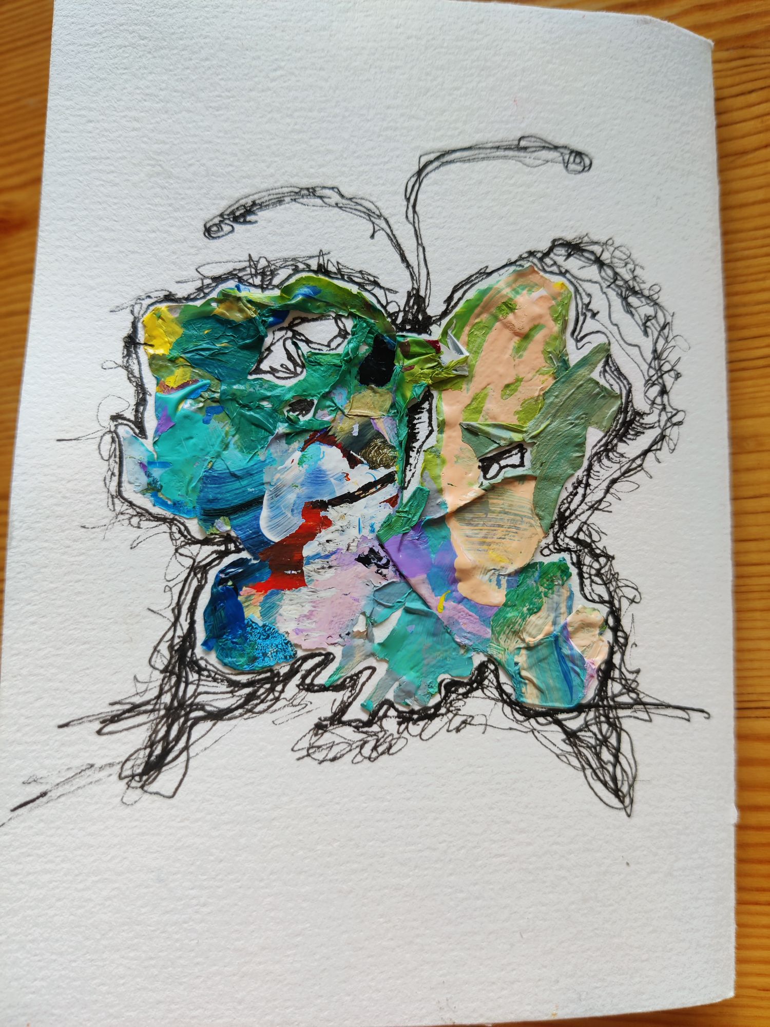 Zine: Untitled; drawing, collage, watercolor